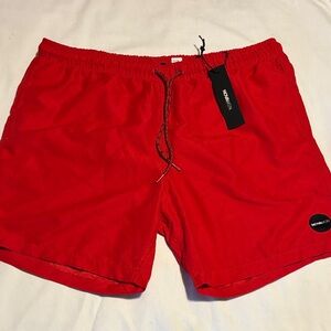 Nova Men ~ Men’s XL Swim Trunks Red Drawstring #D2206-X761FN
